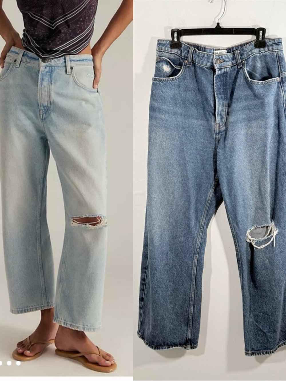 We The Free People Deep Trance Dropped Boyfriend Low Rise Barrel Jeans 30 Long